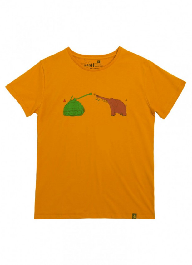Fil Baskılı Kısa Kollu Erkek Sarı T-Shirt
